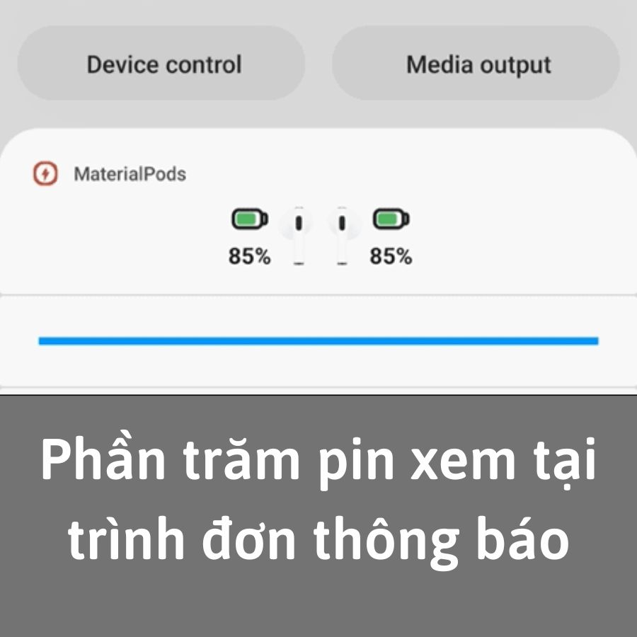 Phần trăm pin hiển thị tại trình đơn thông báo