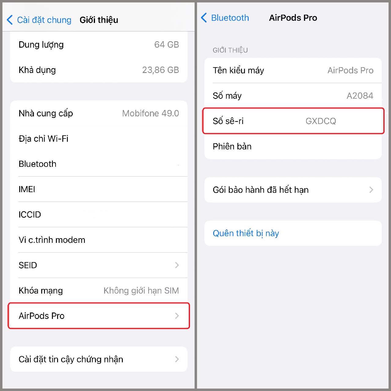 check imei airpods