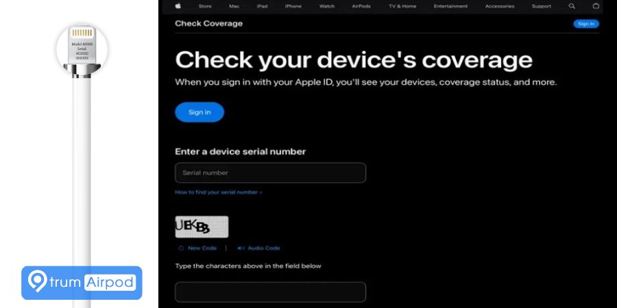kiểm tra serial apple pencil 1